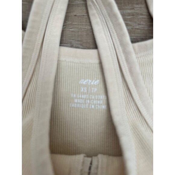 Aerie XS Beige Ribbed Crop Tank With Hook-And-Eye Front Closure - Picture 4 of 7